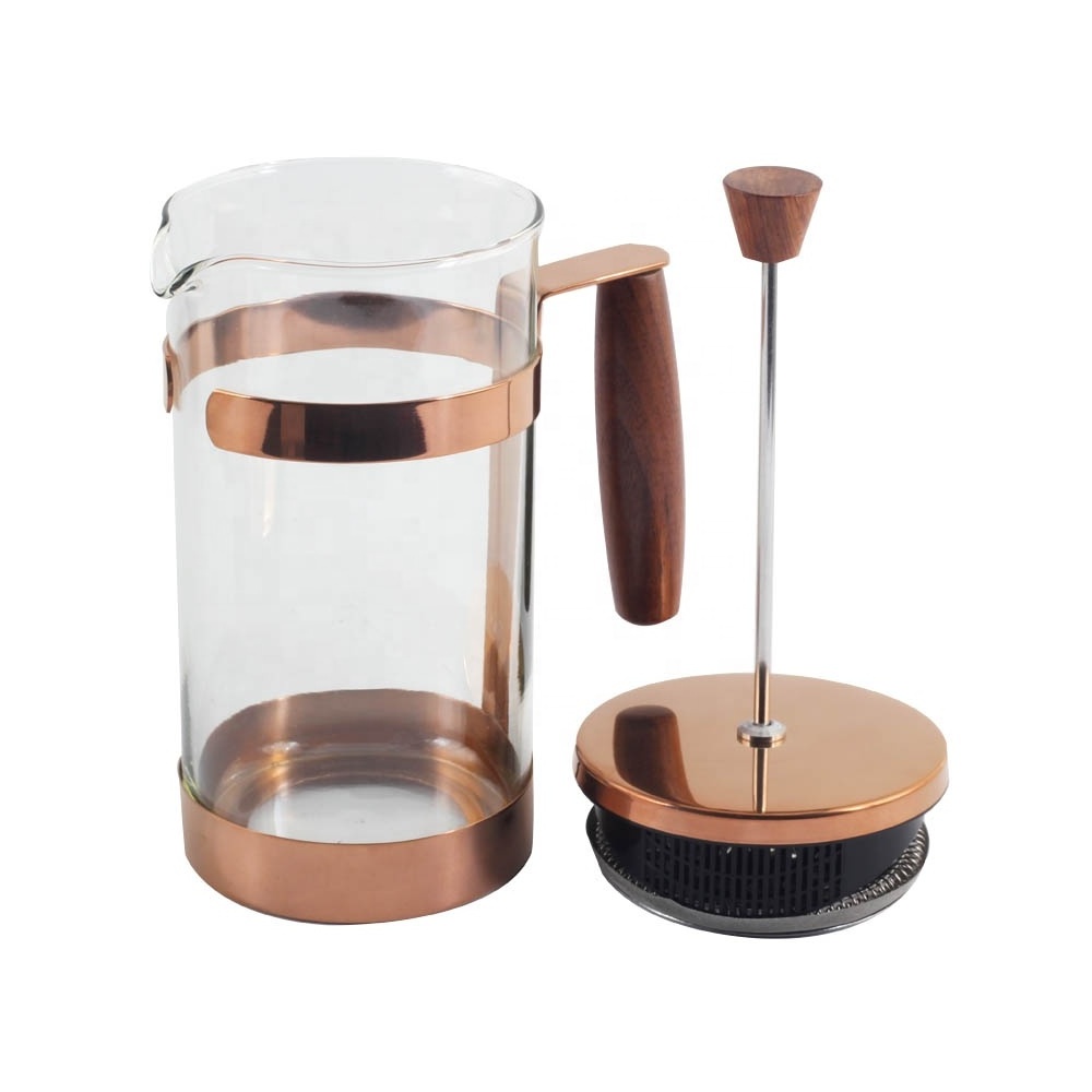 Free Customized CLASSIC Borosilicate Glass with Stainless Steel French Press Tea Plunger Coffee Maker