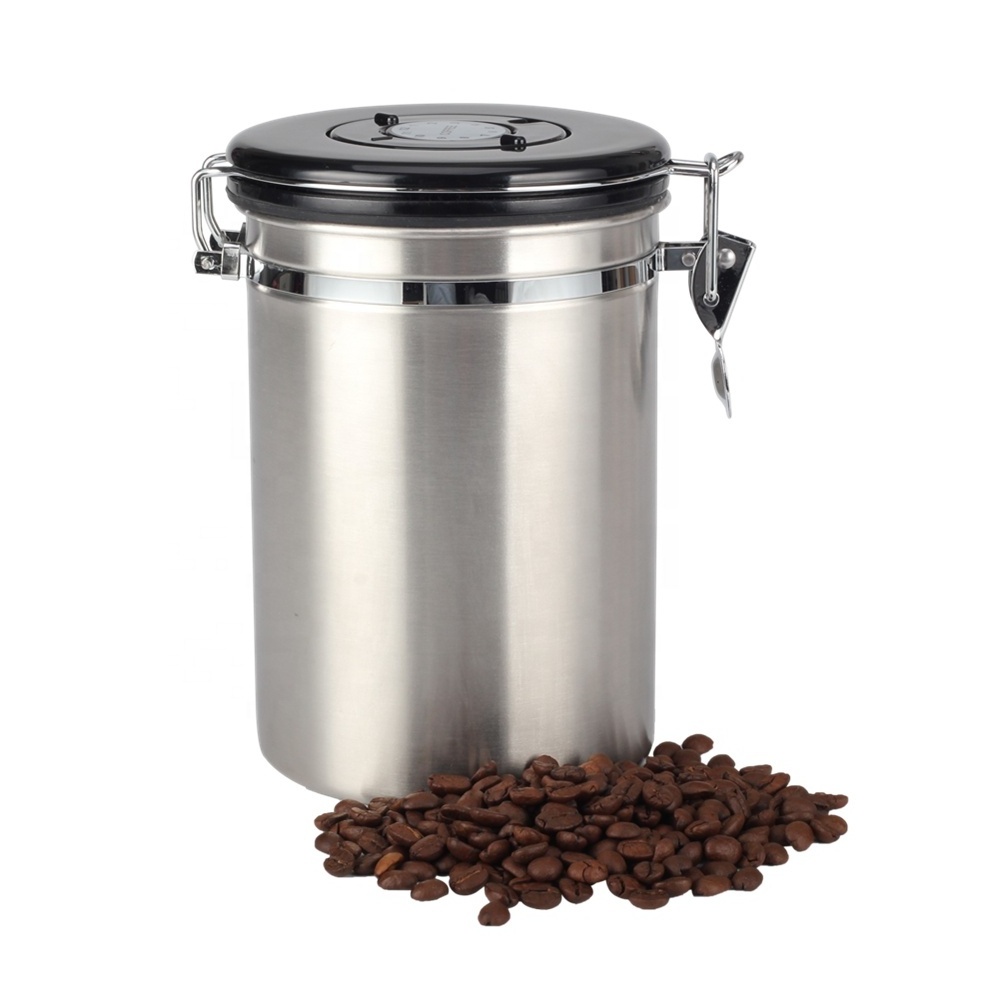 Stainless Steel Airtight Coffee Storage Canister with CO2 Valve