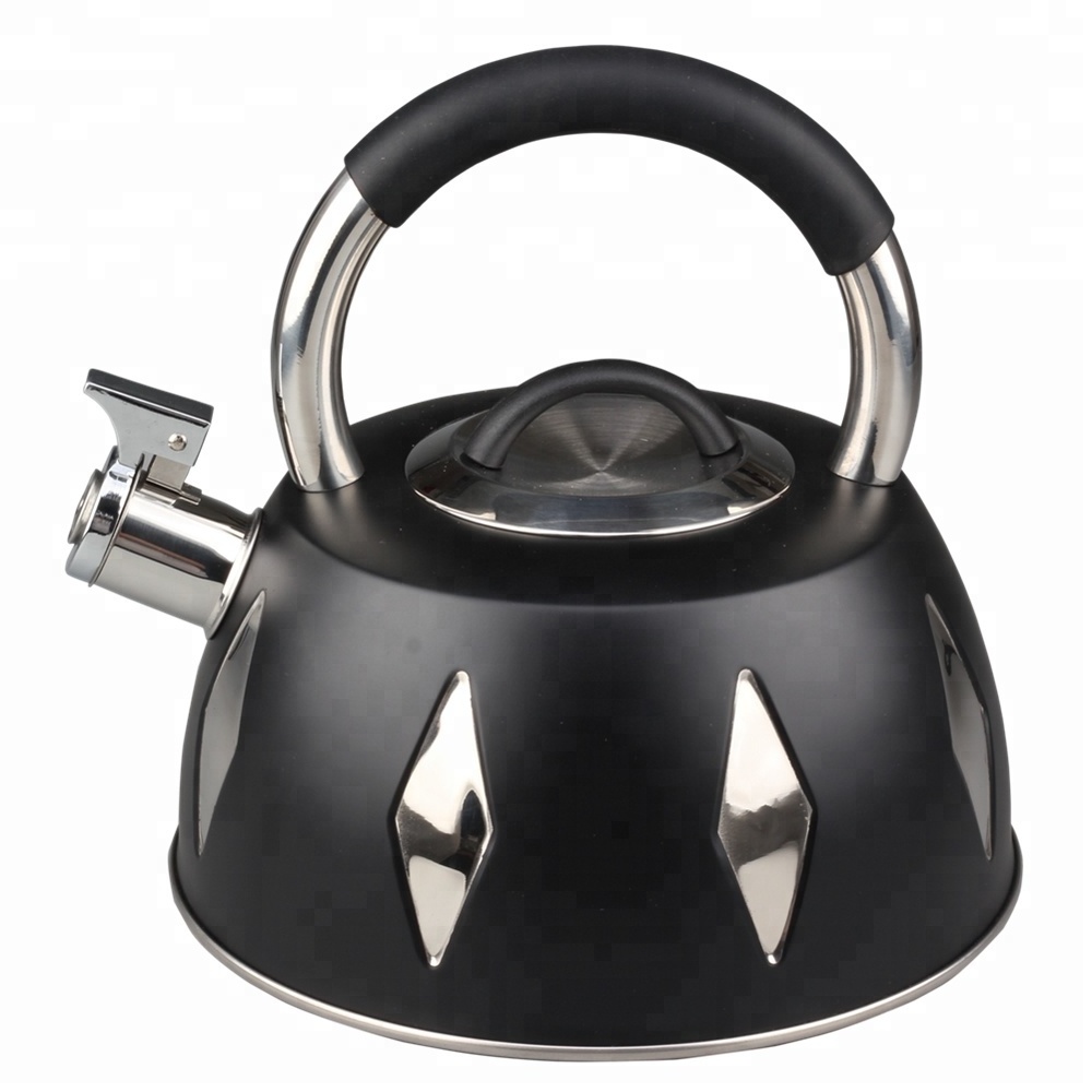 Extra Sturdy Surgical Stainless Steel Whistling Tea Kettle for Stovetop with Aluminum Layered Bottom