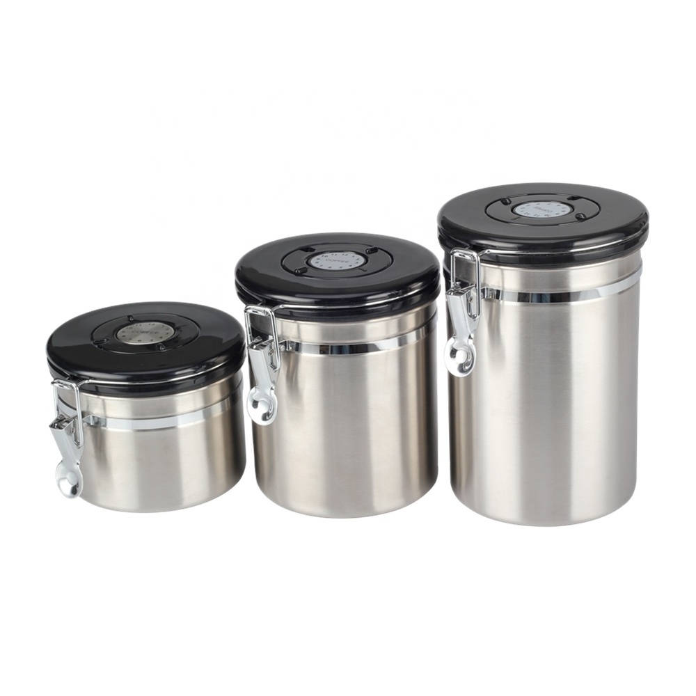 Stainless Steel Airtight Coffee Storage Canister with CO2 Valve