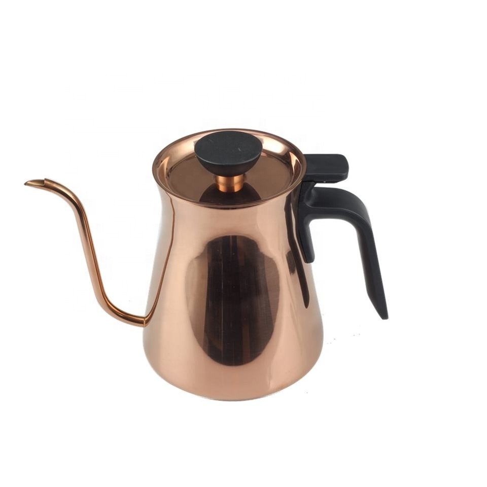 27oz PVD Coated Stainless Steel Rose Golden Pour Over Coffee Drip Kettle for Home and Cafe