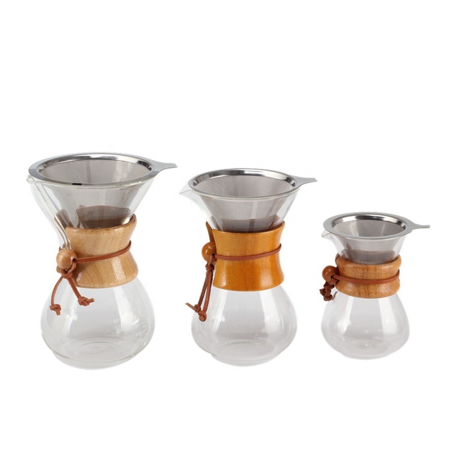 8 Cup Glass Coffee Pot&Coffee Brewer with Stainless Steel Filter, High Heat Resistance Decanter, Pour Over Coffee Maker