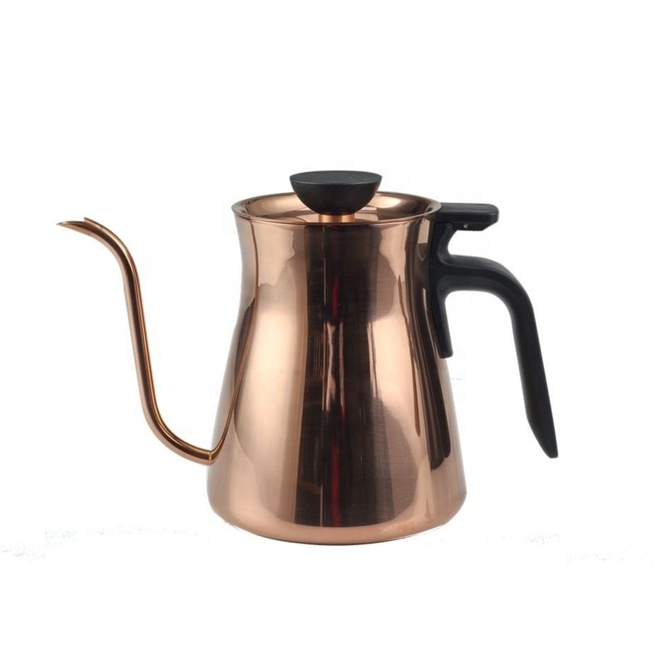 27oz PVD Coated Stainless Steel Rose Golden Pour Over Coffee Drip Kettle for Home and Cafe