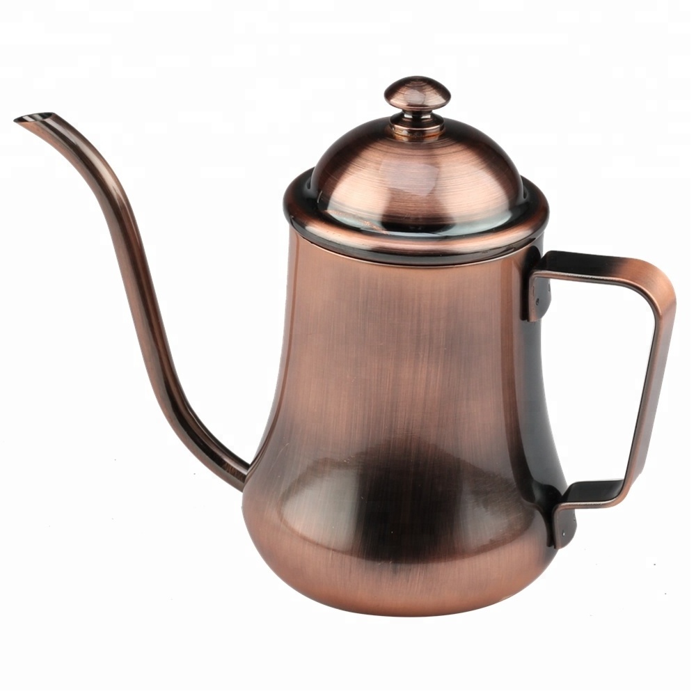 Antique Copper Coated Stainless Steel Gooseneck Coffee Hand Drip Kettle