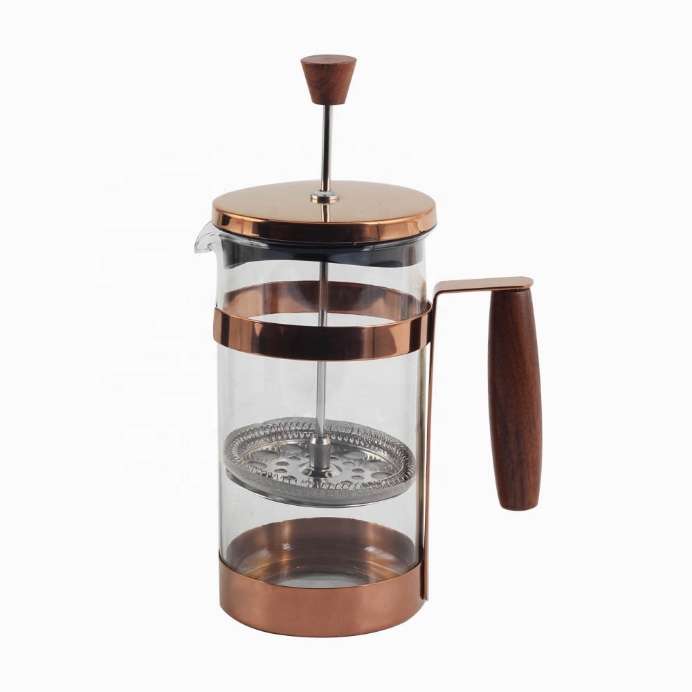 Free Customized CLASSIC Borosilicate Glass with Stainless Steel French Press Tea Plunger Coffee Maker