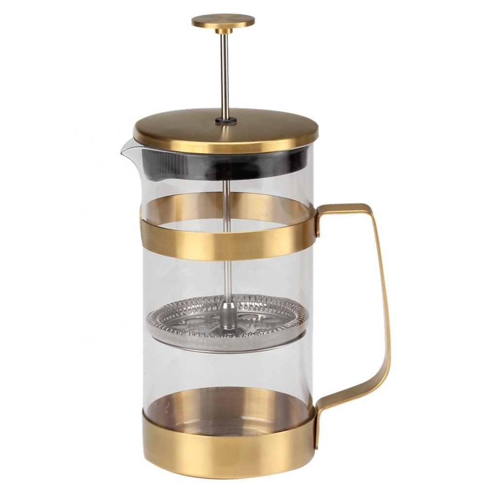 Coffee Cafetiere Set with Milk Frother Glass and Gold Glass French Press for Espresso Coffee