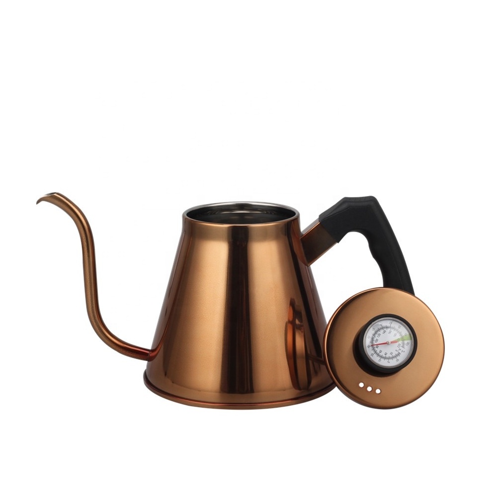 Stainless steel 304 Coffee Gooseneck with Built-In Thermometer Pour Over Coffee Kettle