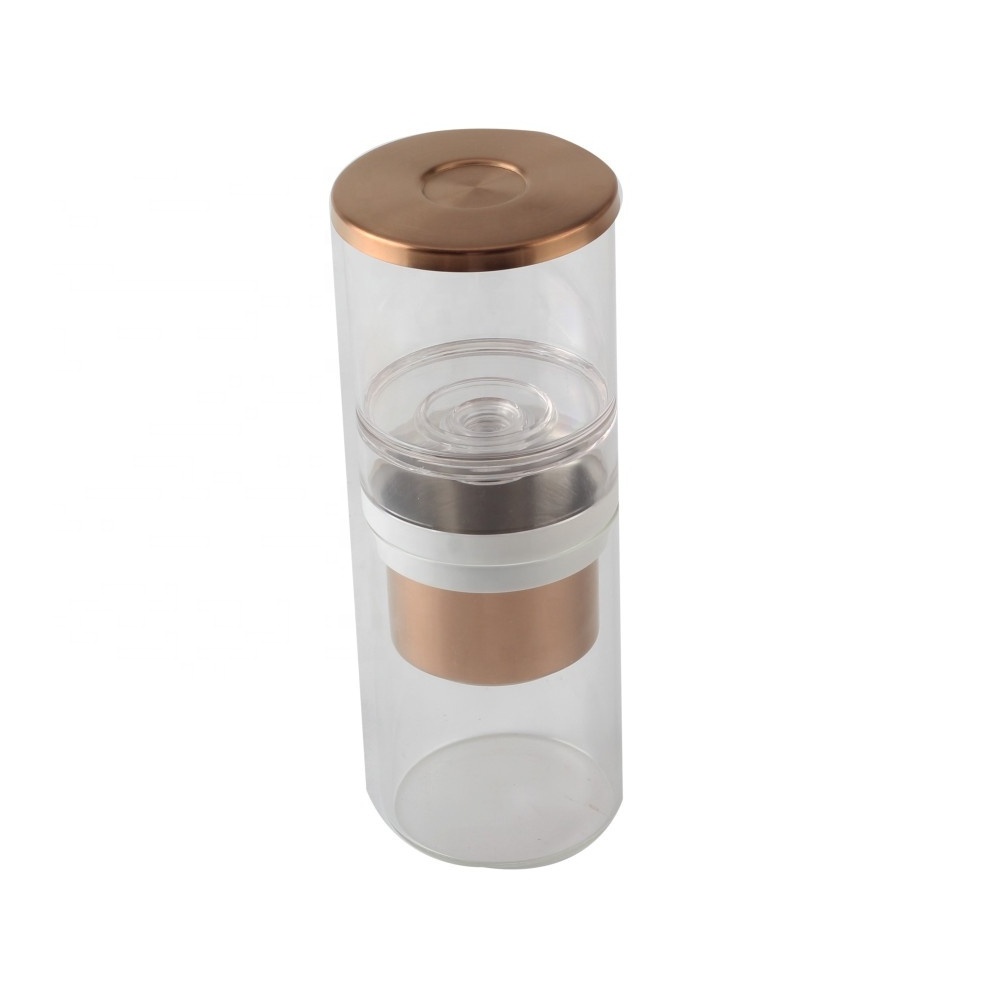 Cylindrical Semi Automatic Ice Drip Glass Cold Brew Coffee Maker with Stainless Steel Ground Coffee Filter Dutch Coffee Maker