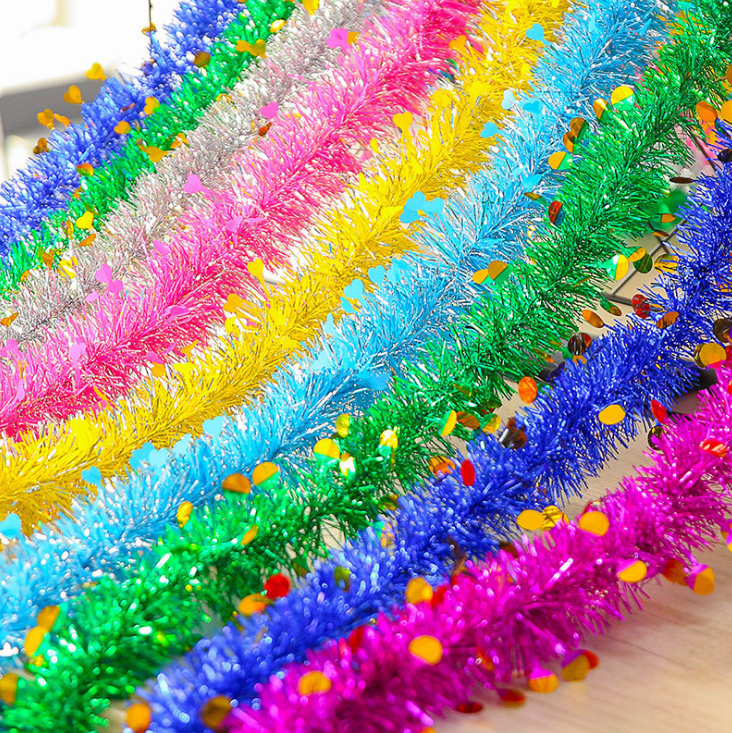 Hot Selling Artificial Garland Ribbon Xmas Tinsel Christmas Party Foil Tinsel