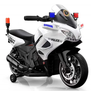 2022 New police motorcycle white green 6V two wheels battery operated kids car toy with alarm light