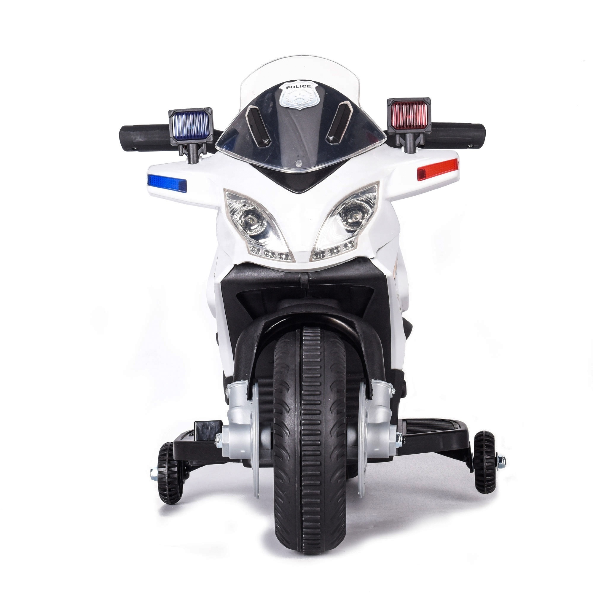 2022 New police motorcycle white green 6V two wheels battery operated kids car toy with alarm light