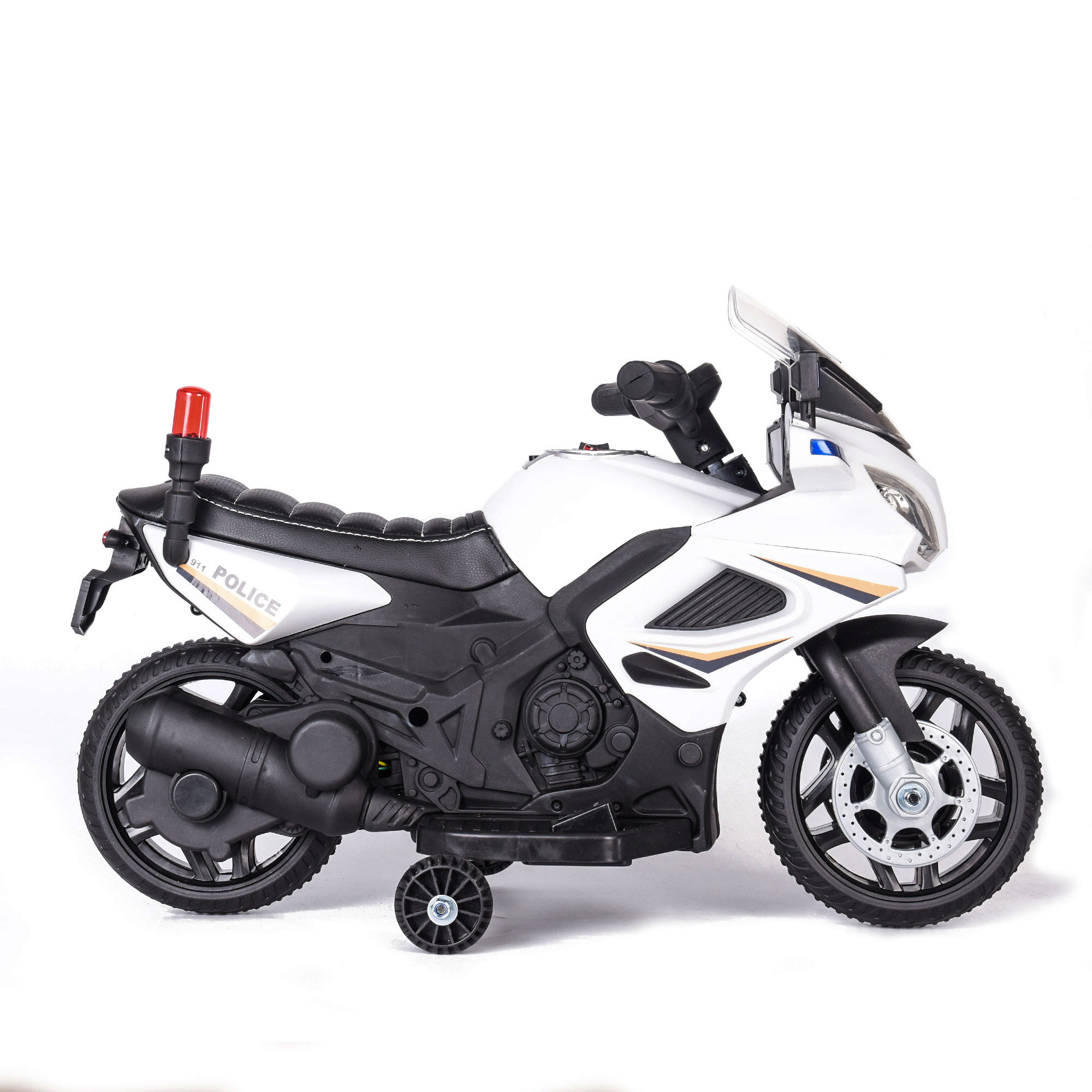 2022 New police motorcycle white green 6V two wheels battery operated kids car toy with alarm light