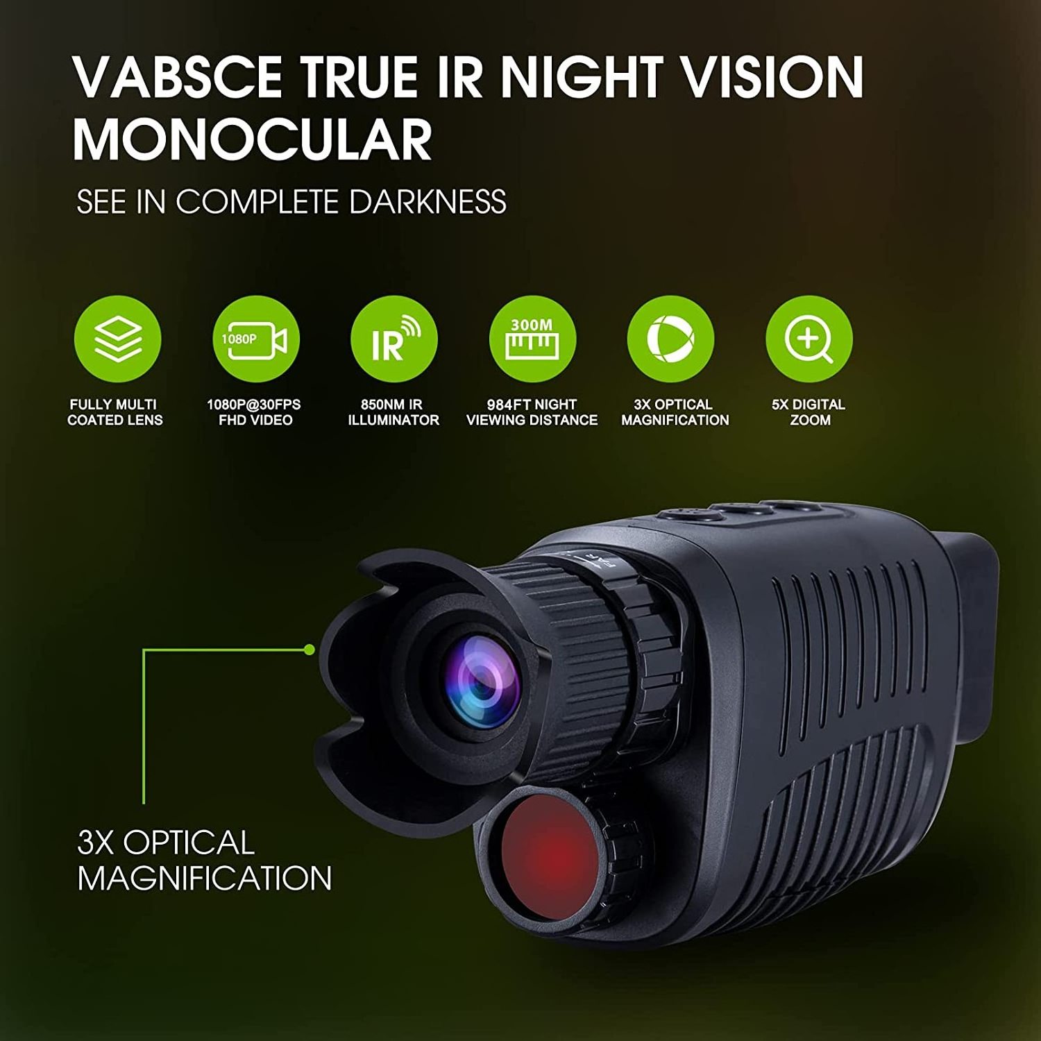 GlassOwl Infrared Night Vision Goggles Monocular for Hunting Spy Monitoring Surveillance with Photo Capture and Video Record