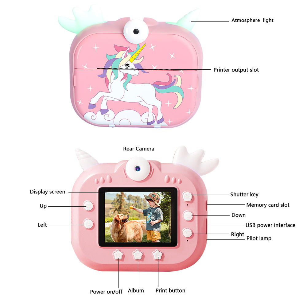 2023 New Arrival X3D Children Mini Printable Camera Instantly print black and white digital photos without using any ink