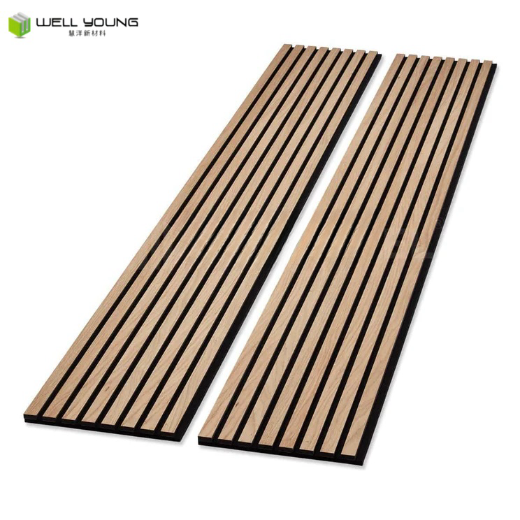 21 mm Black PET MDF  White Oak wood Veneer sound proof acoustical panel