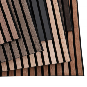 Dark Oak Veneer Akupanel Wooden Slats Wall Diffuser Portable Soundproofing Acoustic slat Panels