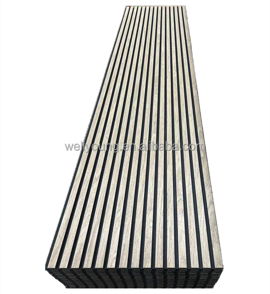 High performance acoustic PET wooded wall panel wood slat panel