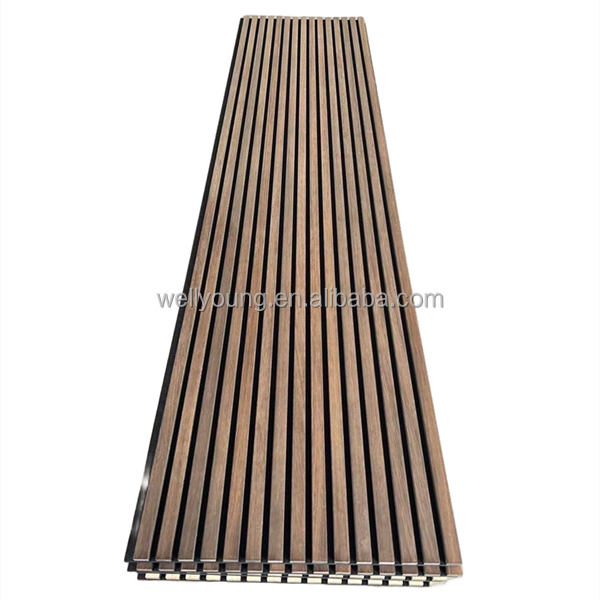 High performance acoustic PET wooded wall panel wood slat panel