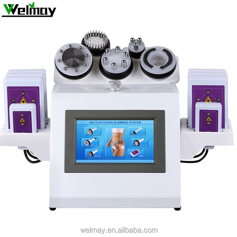 Newest 6 In 1 Maquina De Cavitation 80k Cavitation RF Lipo Laser Slimming Lymphatic Drainage Vacuum Cavitation 80K