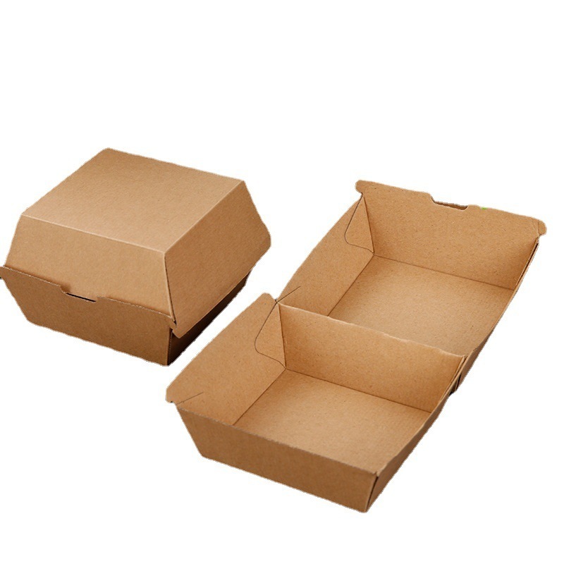 Customized box supplier eco friendly snack hamburger burger french fries fired chicken oil proof food grade packaging boxes