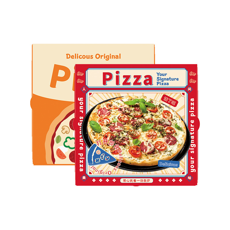 Custom printing logo all size 6 7 8 9 10 11 12 inch food grade fried chicken Kraft corrugated carton slice pizza box with window