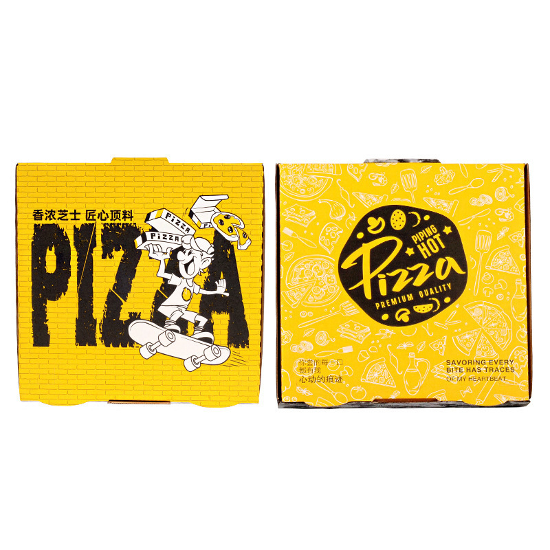 Custom printing logo all size 6 7 8 9 10 11 12 inch food grade fried chicken Kraft corrugated carton slice pizza box with window