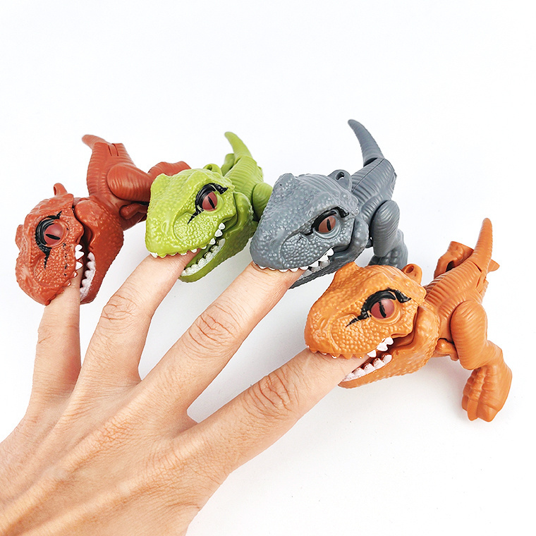 Hot selling promotional mini plastic novelty gifts tyrannosaurus rex finger bite biting dinosaur toys for kids boys girls