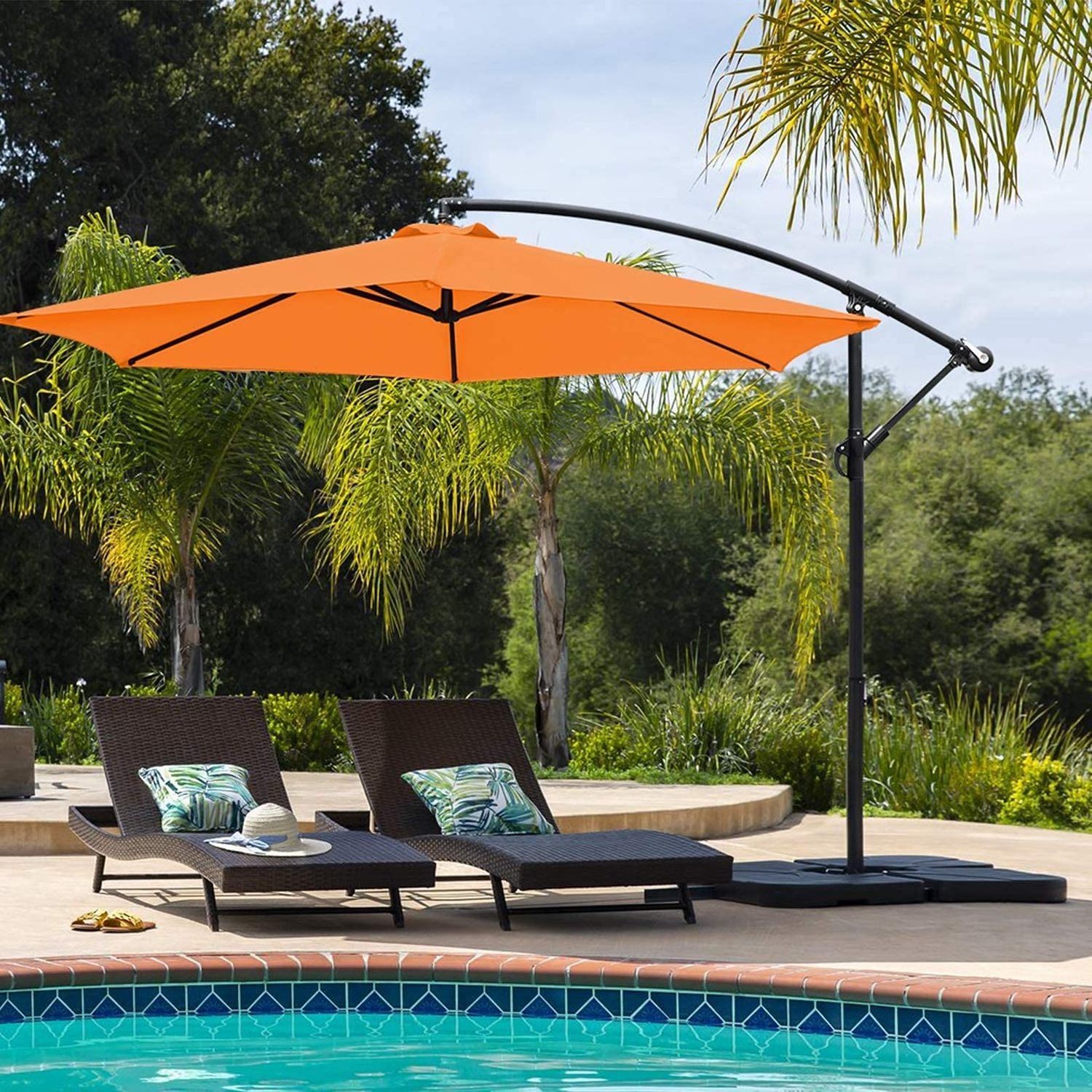 Sun Shelter Garden Parasol Umbrella 10ft Cantilever Patio Hanging Umbrella Outdoor Market Umbrella