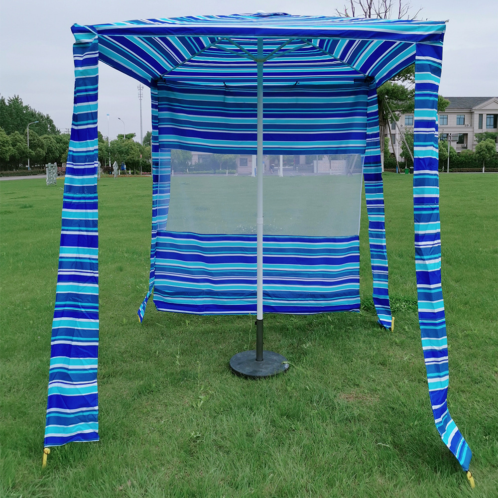 Portable Foldable Easy Setup Square Beach Canopy Folding Beach Umbrella with Carry Bag and Sand Anchor