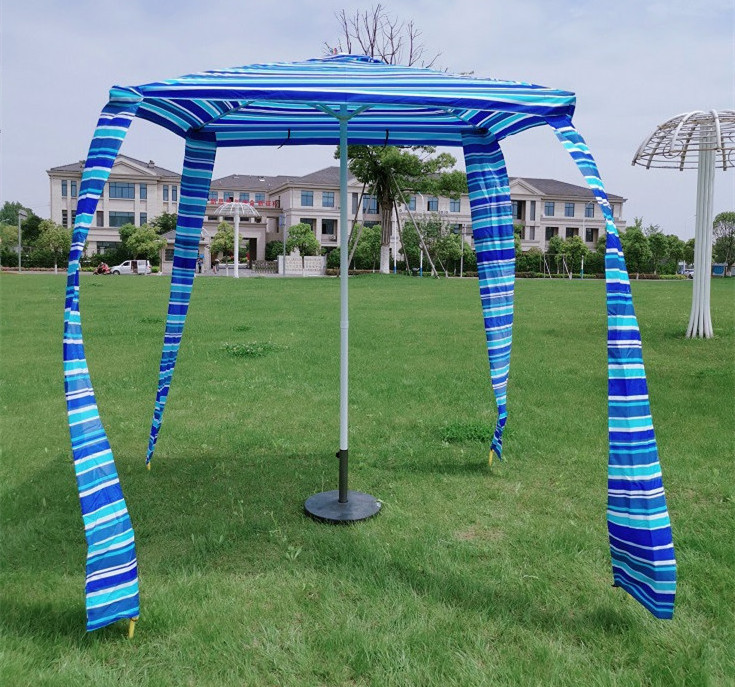 Portable Foldable Easy Setup Square Beach Canopy Folding Beach Umbrella with Carry Bag and Sand Anchor