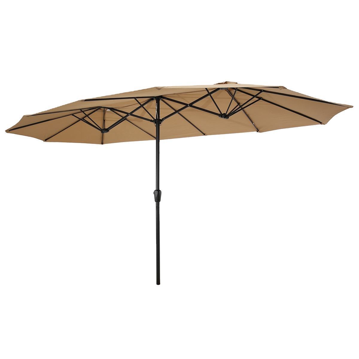 15 FT Large Sunshade Outdoor Double Sided Garden Umbrella Parasol Shade Patio Twin Umbrella  With Crank And Base