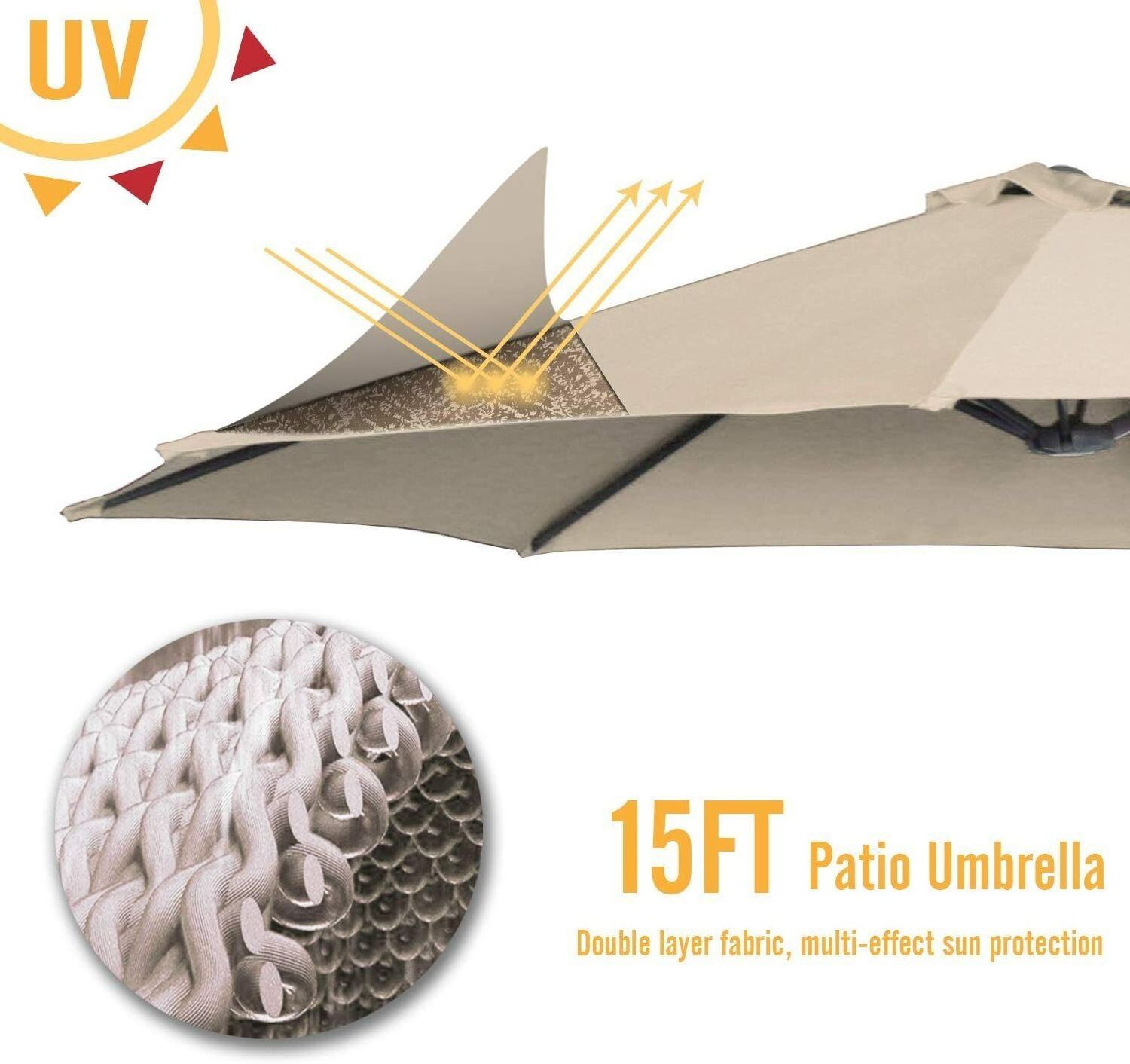 15 FT Large Sunshade Outdoor Double Sided Garden Umbrella Parasol Shade Patio Twin Umbrella  With Crank And Base