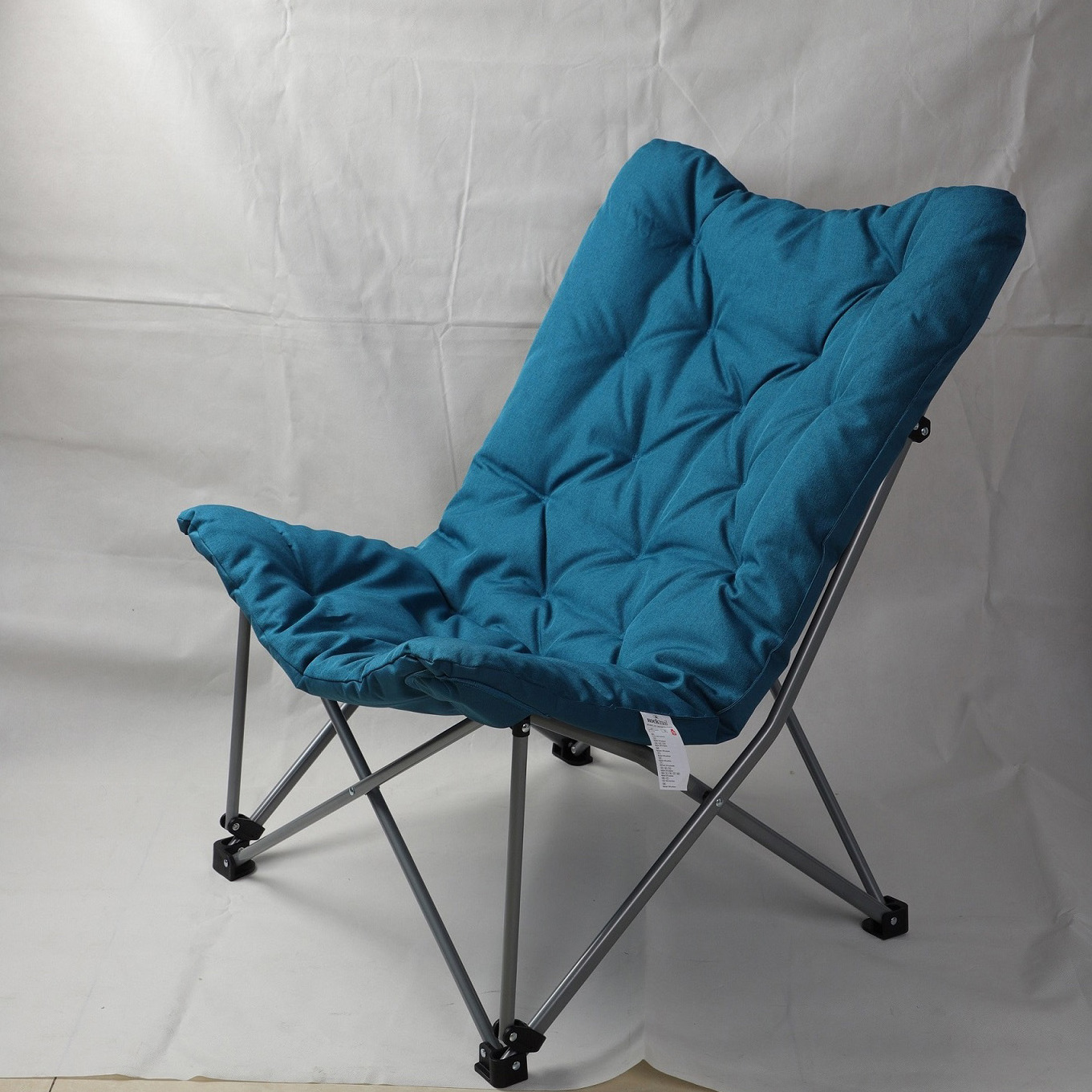 Folding Saucer Padded Camping Chair Soft Wide Seat with Metal Frame Lounge Furniture