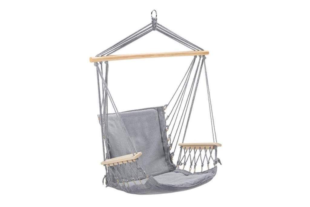 Outdoor Camping Swing Hammock Macrame Hanging Hammock with wooden armrest