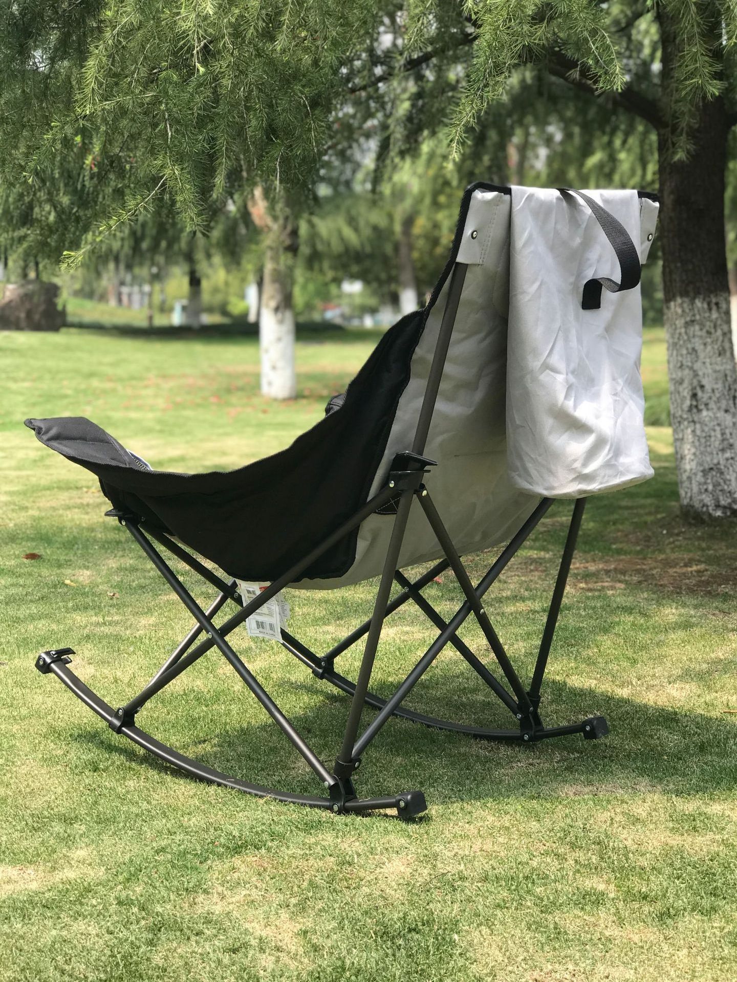 Folding Rocking Camping Chair Portable Outdoor Rocker Relax and Rock Outdoor Folding Rocking Chair with Steel Frame