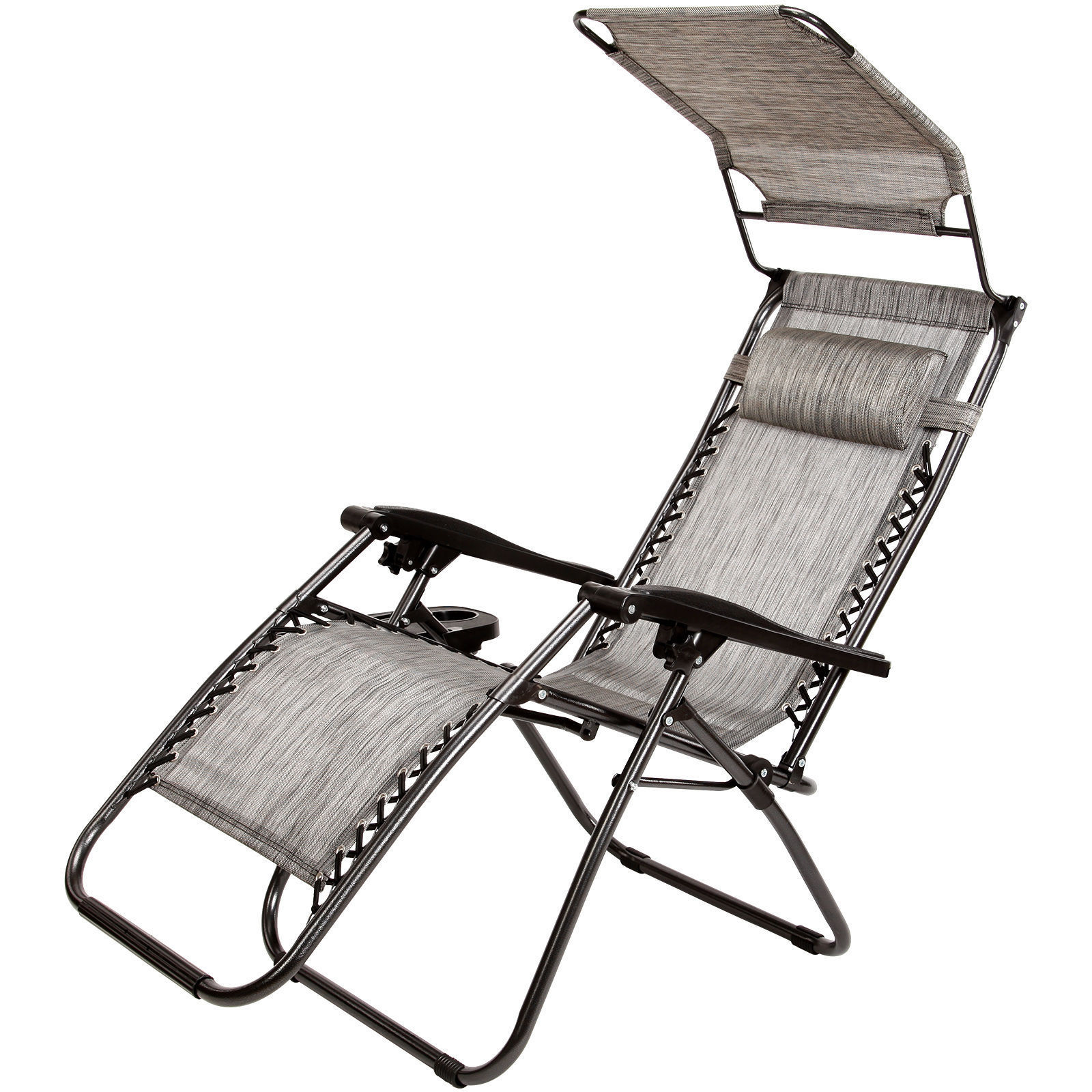 Adjustable Outdoor Patio Lawn Lounge Chair Folding Recliner Zero Gravity Chair with Canopy Shade