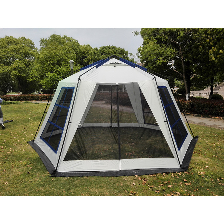 10 Man Outdoor Folding Instant Screened Canopy Tent Large Canopy Screen Tent Camping Beach Tent Outdoor Screen House with Mesh