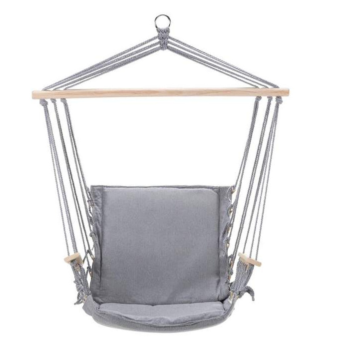 Outdoor Camping Swing Hammock Macrame Hanging Hammock with wooden armrest