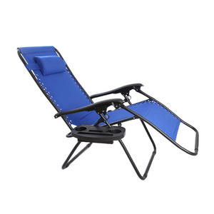 Oversize Padded Patio Chairs Folding Lounge Chair Zero Gravity Reclining Chair with Removable Pillow