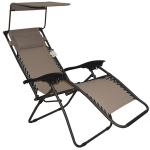 Adjustable Outdoor Patio Lawn Lounge Chair Folding Recliner Zero Gravity Chair with Canopy Shade