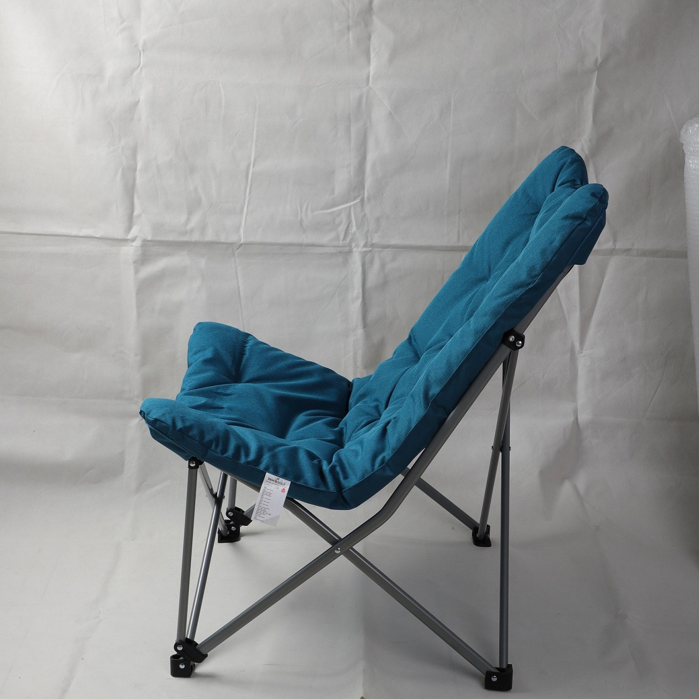 Folding Saucer Padded Camping Chair Soft Wide Seat with Metal Frame Lounge Furniture