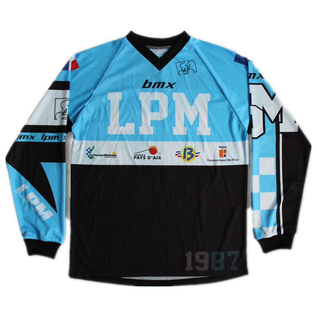 Sublimated sportswear bicycle blank motocross jerseys long sleeve  with customized label