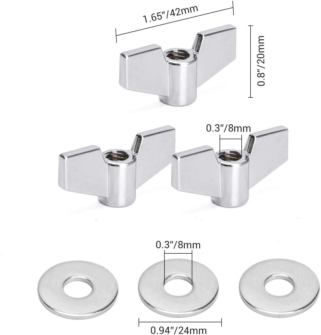 23PCS Cymbal Replacement Accessories with Stand Felts Drum Cymbal Felt Pad set Sleeves Drum Key Wing Nuts Washers Drum Parts