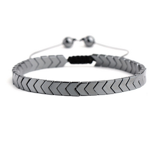 Hot Selling Wholesale Cheap Natural Hematite Bead Handmade Adjustable Elastic Bracelet For Men Women