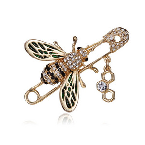 Elegant Women Crystal Alloy Brooch Jewelry Enamel Bee Safety Pin for Gift Gold Zinc Alloy 12 PCS 12 G Crystal, Rhinestone 