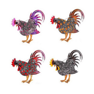 New Arrival High End Brooch Animal Jewelry Alloy Rhinestone Chicken Brooch For Girls