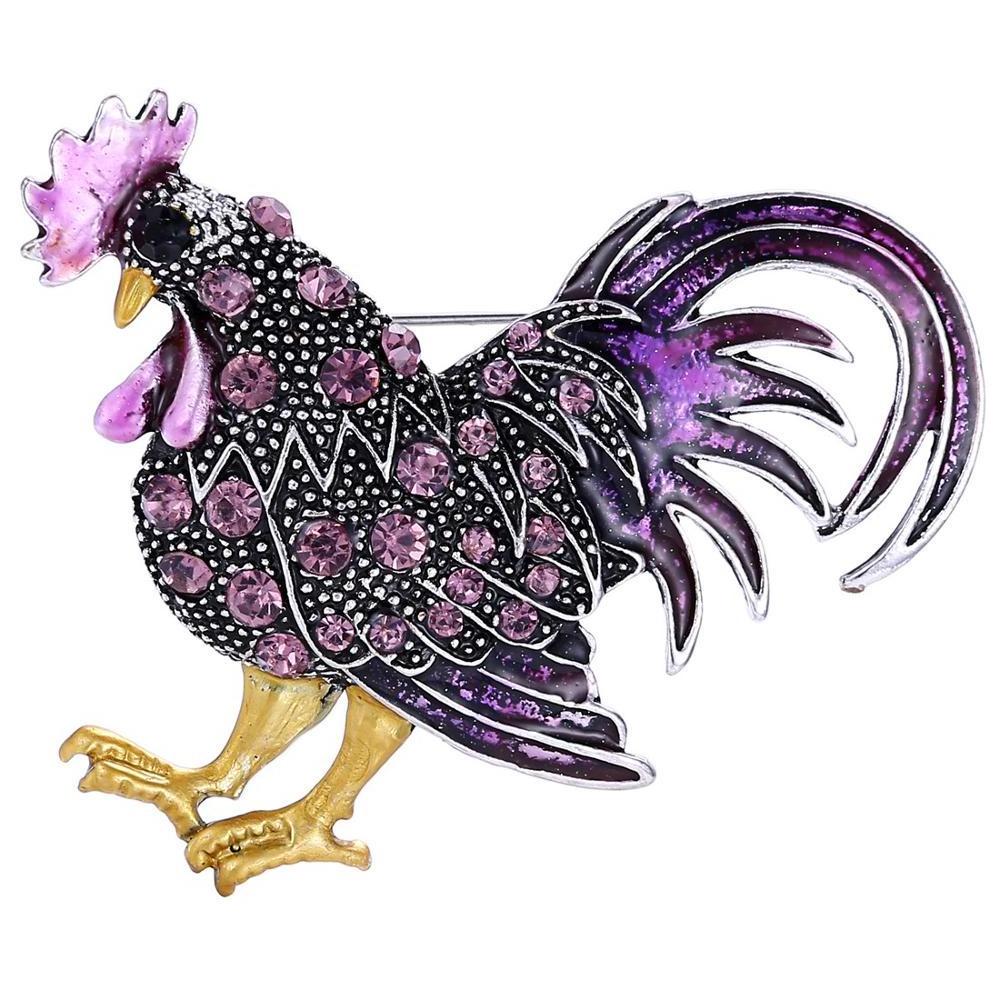 New Arrival High End Brooch Animal Jewelry Alloy Rhinestone Chicken Brooch For Girls