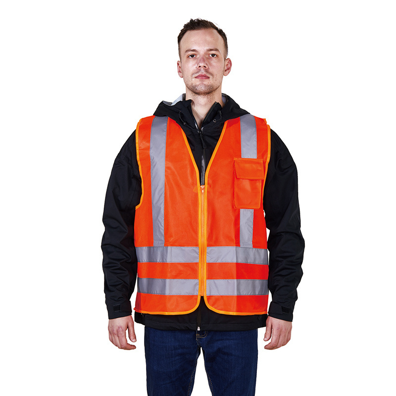 R129 Zipper Closure HIVI  Reflective shirt  Safety Vests with Chest Pocket