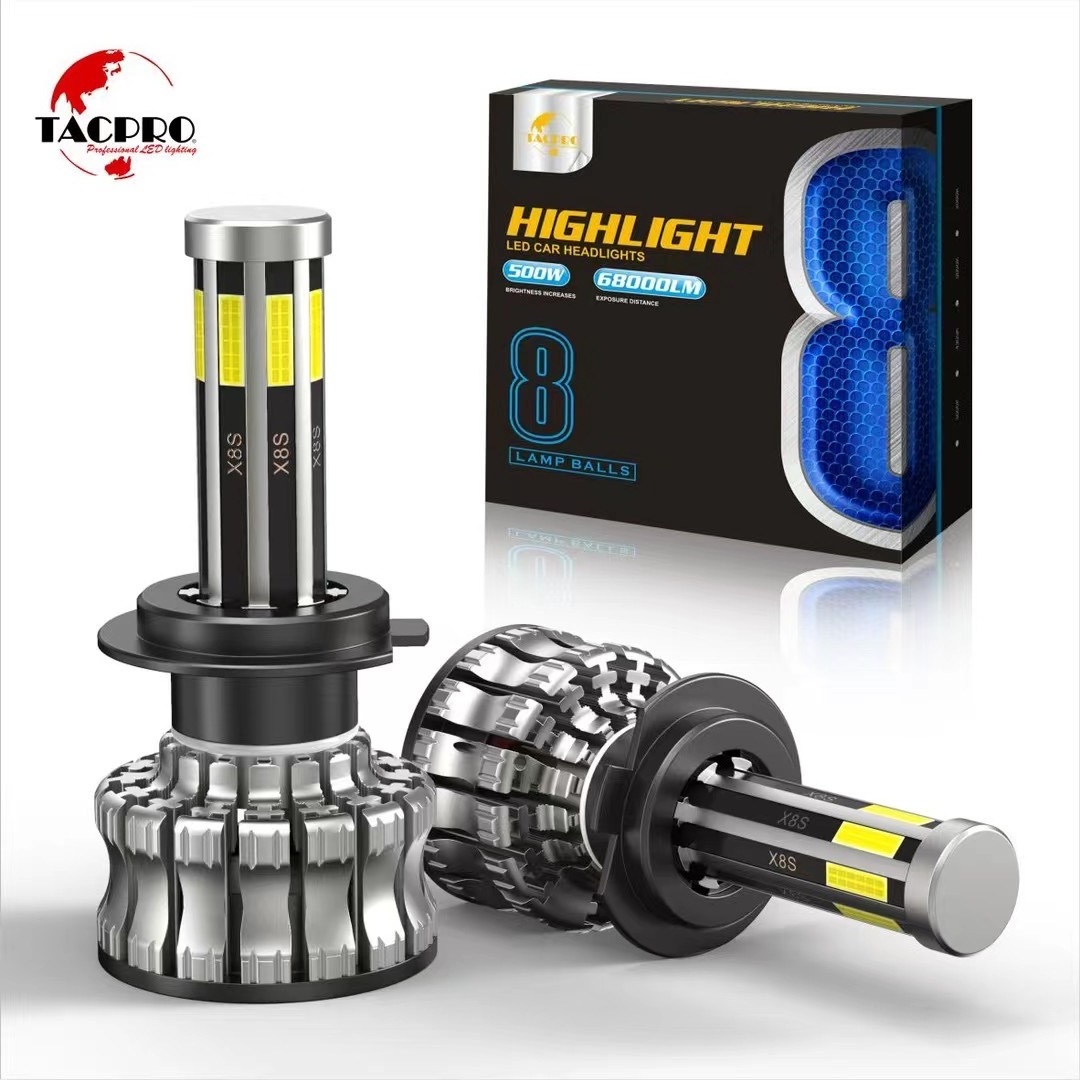 Super Bright Led Headlight Bulb H4 9005 H7 60W 6500K 12v Car Headlight 8 side LED headlight