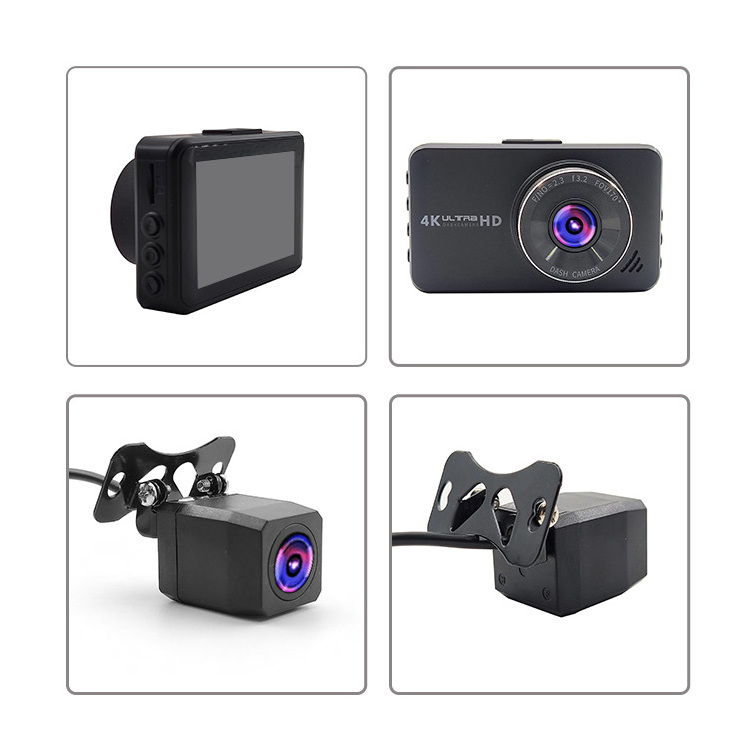 Wemaer Hd Front 4K Rear 1080P Camera Mini Back Up  Dvr With Gps Wifi Recorder Universal Built-In Battery Black Box